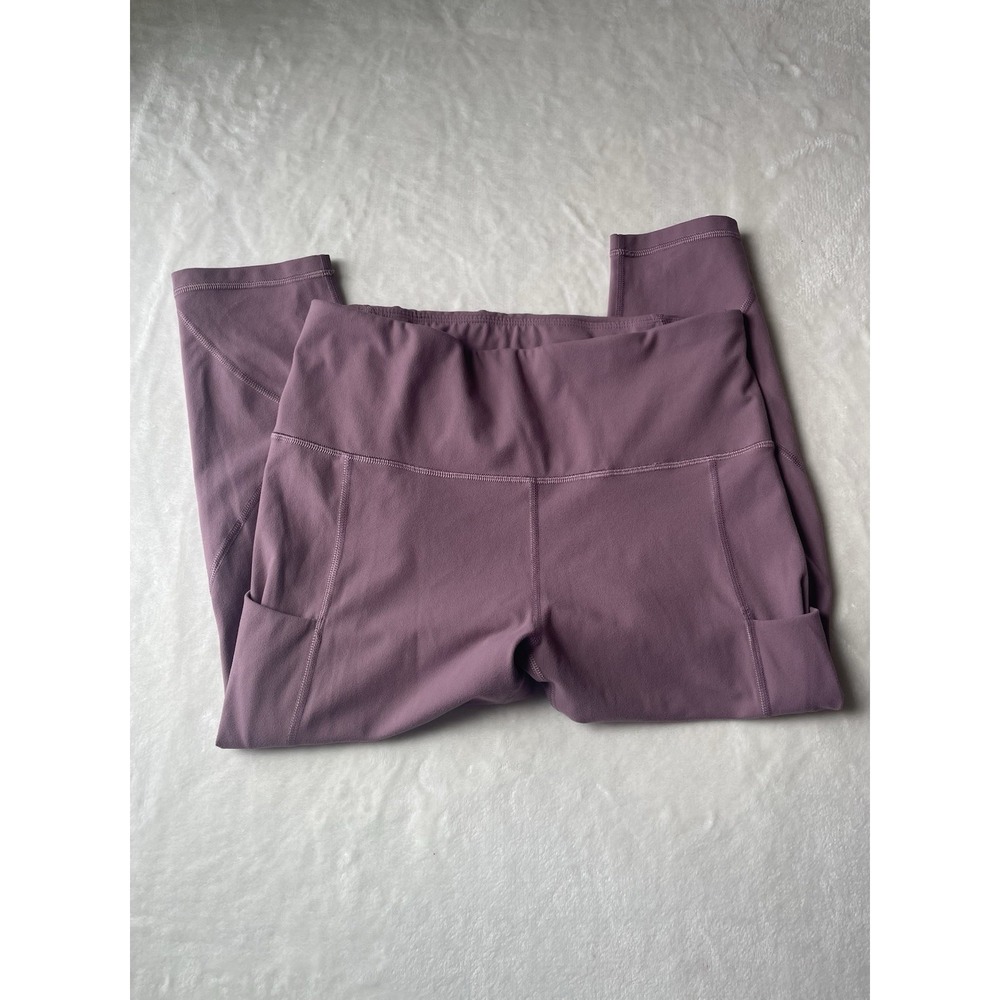 Funani L Lilac Stretch Tummy Control Yoga Cropped‎ Leggings Side Pockets Capri